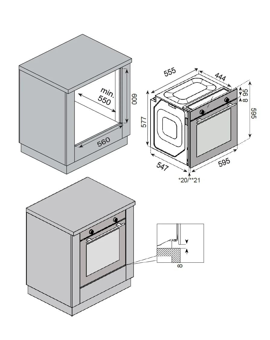 Духовой шкаф KONIGIN Черный Mint 60 IX M8