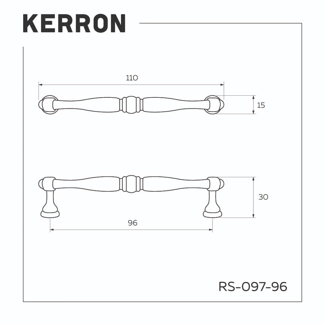Ручка скоба KERRON Черненый старинный цинк 96 мм RS-097-96 BAZ