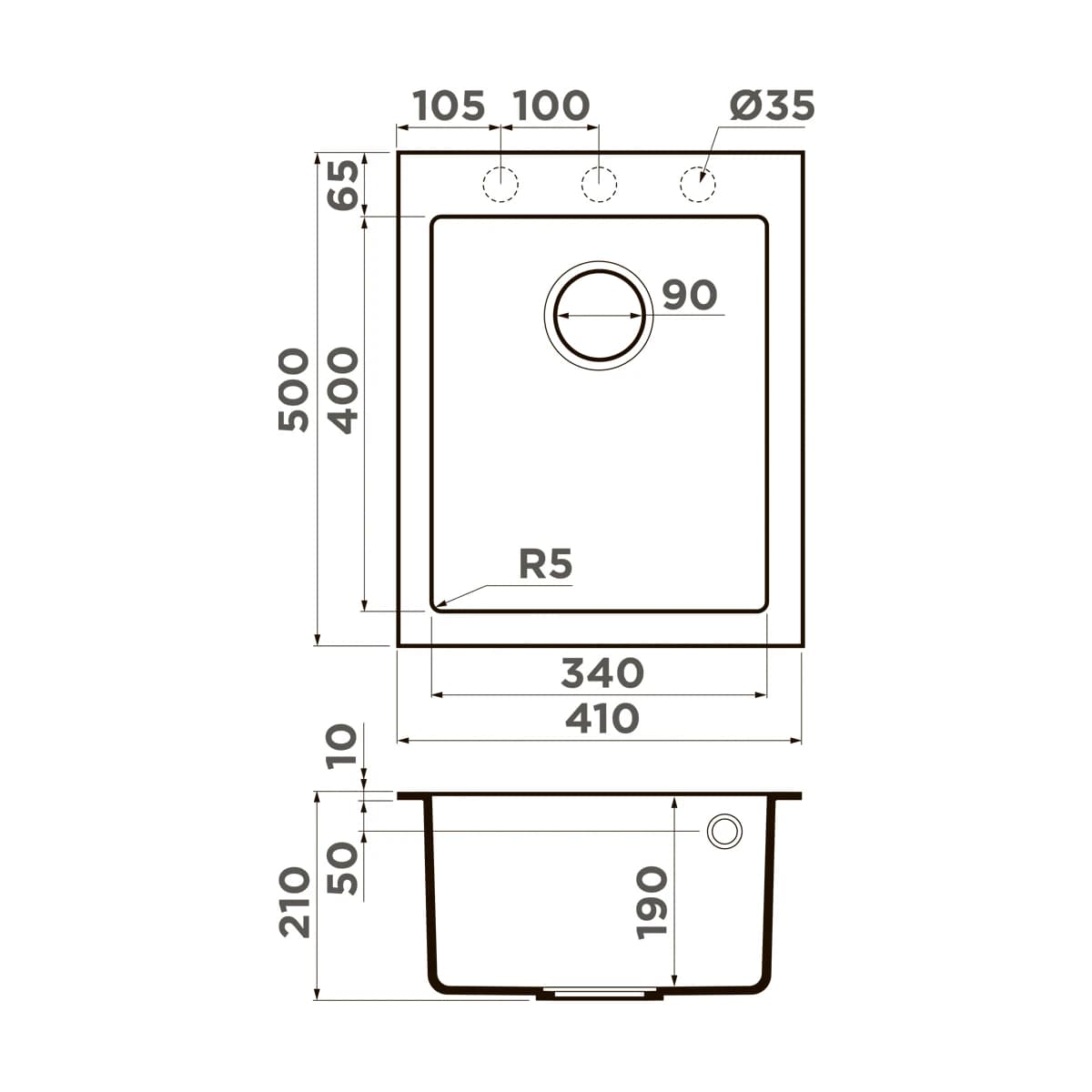 Мойка OMOIKIRI Графит Bosen 41A-GB