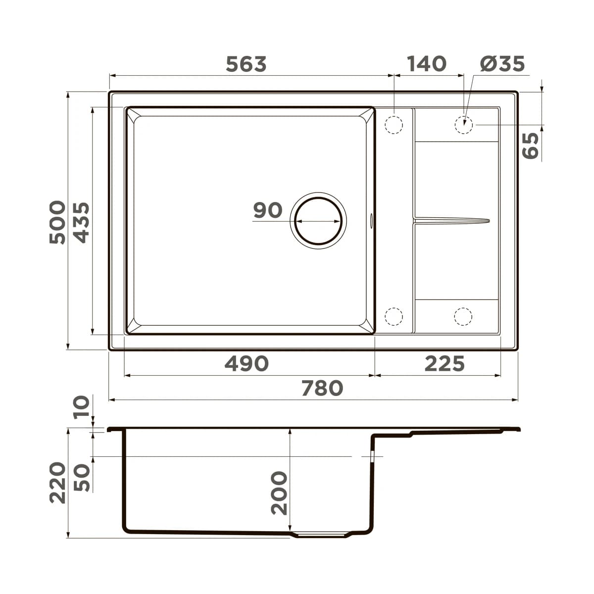 Мойка OMOIKIRI Графит Sumi 78A-LB-GB