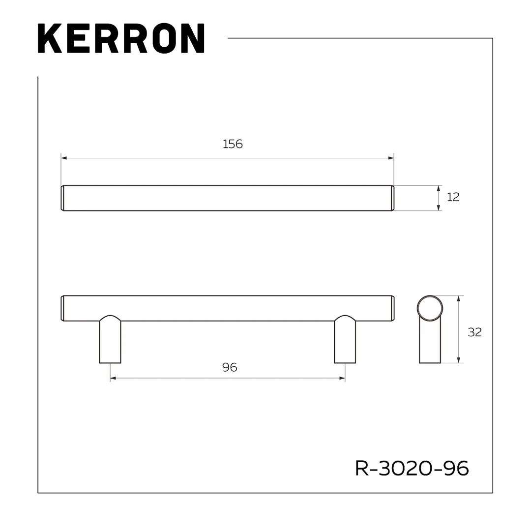 Ручка рейлинг KERRON Черный матовый 96 мм R-3020-96 BL
