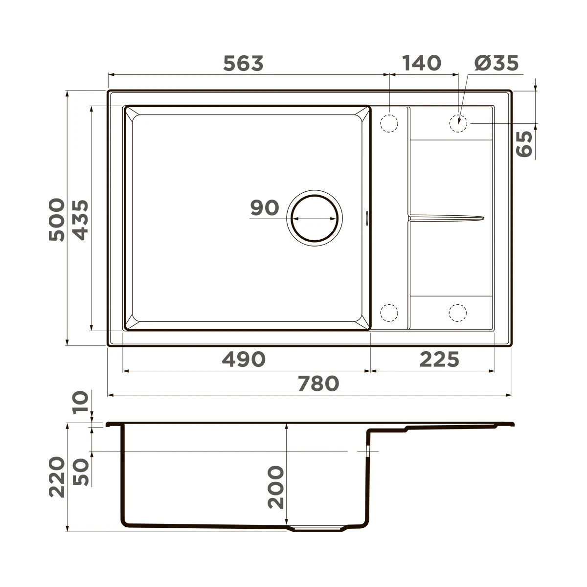 Мойка OMOIKIRI Графит Sumi 78A-LB-GB
