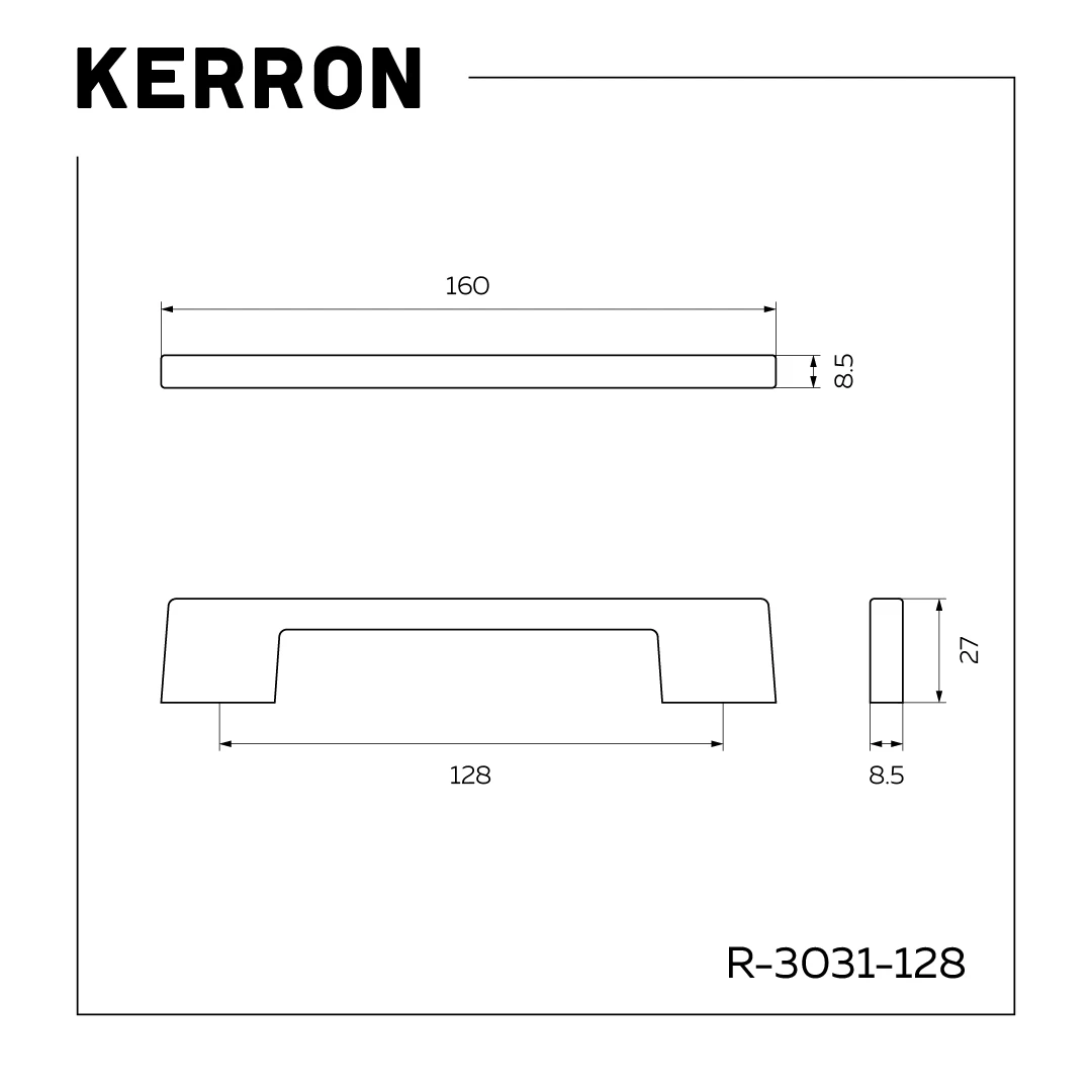 Ручка скоба KERRON Черный матовый 128 мм R-3031-128 BL